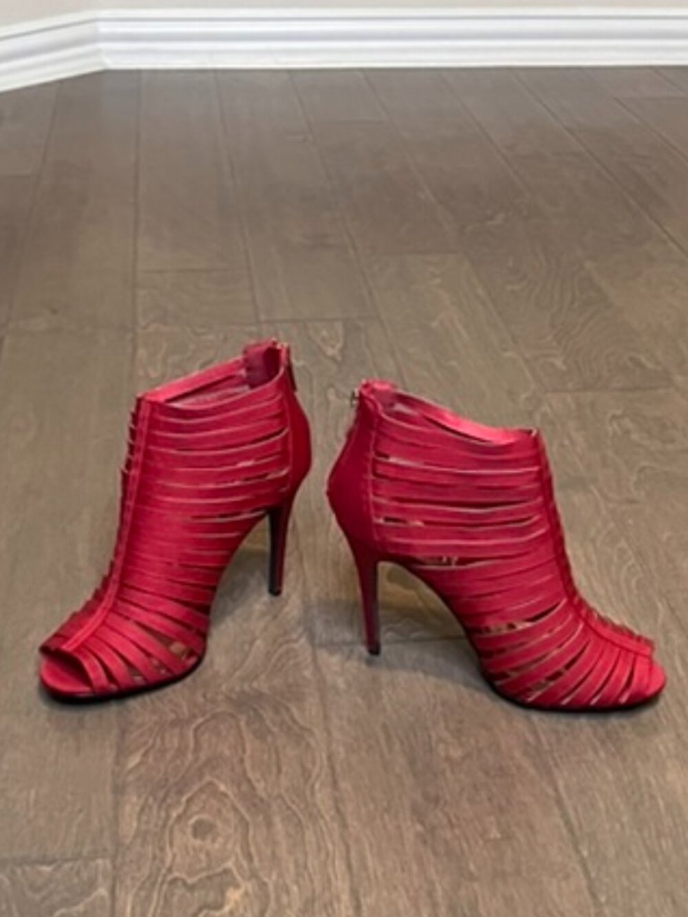Strappy Cutout Stiletto Heel Booties in Red - Women's Size 8.5